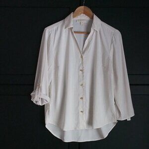 Michael Kors | Pinstripe Shirt in Off-White w Gold